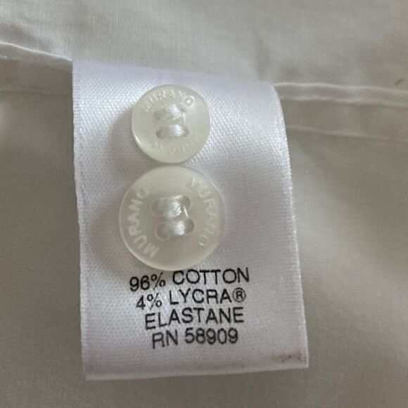 Murano Men’s White Cotton Slim Fit Flat Pockets Shirt Size L - Picture 7 of 8